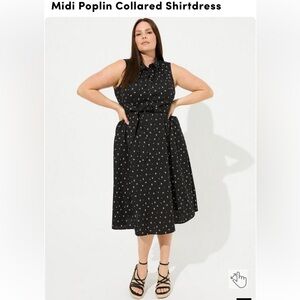Torrid Black Geo-Symbols Midi Poplin Collared Shirtdress 1